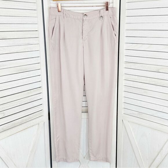 Zara Pleated Front Trouser Pants Blush Size 4 Relaxed Ankle - Picture 1 of 12